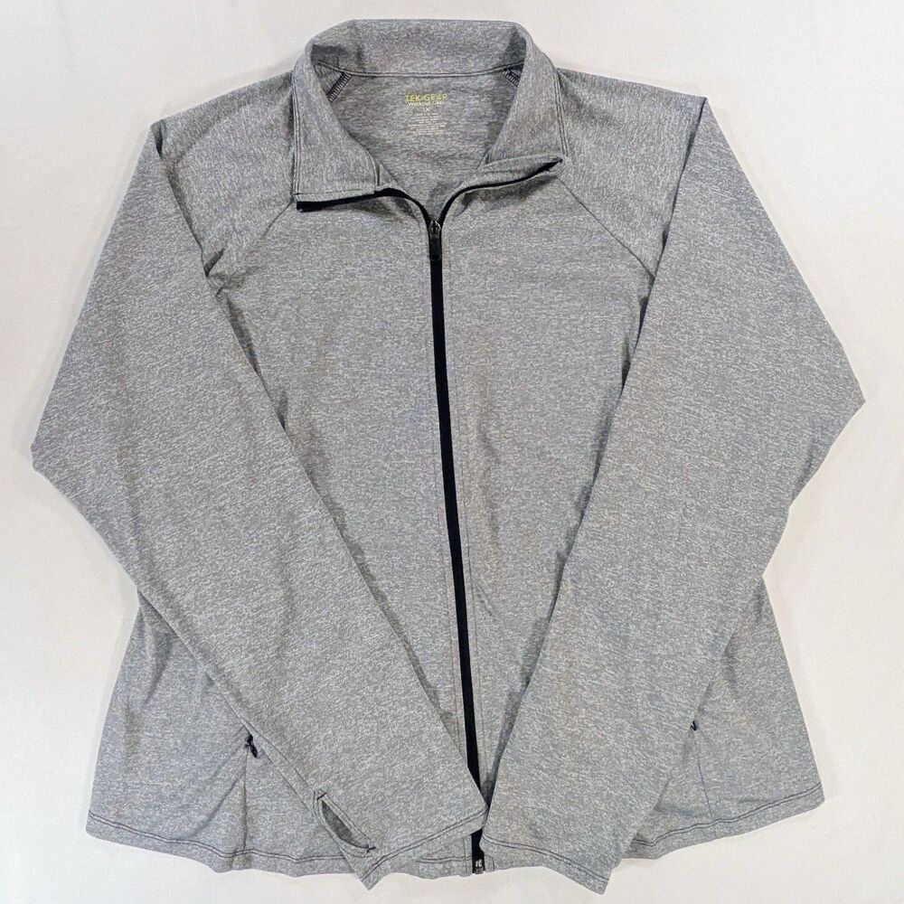 Tek Gear Workout Gear Women's Gray Full Zip Stretch Track Jacket Size XL